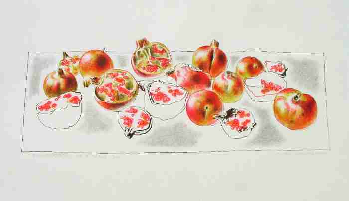 Pomegranates on a Table